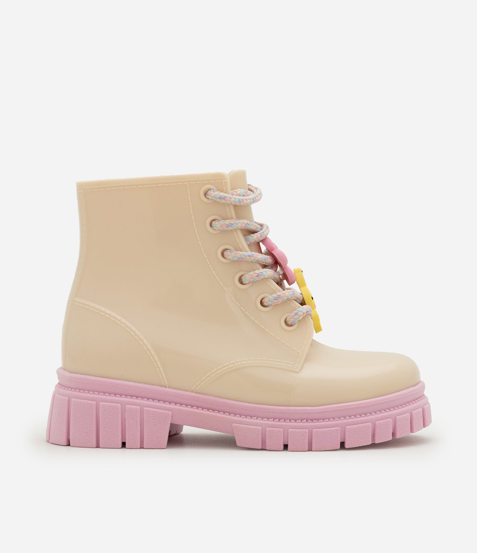 Bota Infantil Coturno com Cadarço e Pins – Tam 21 ao 28 Off White 4