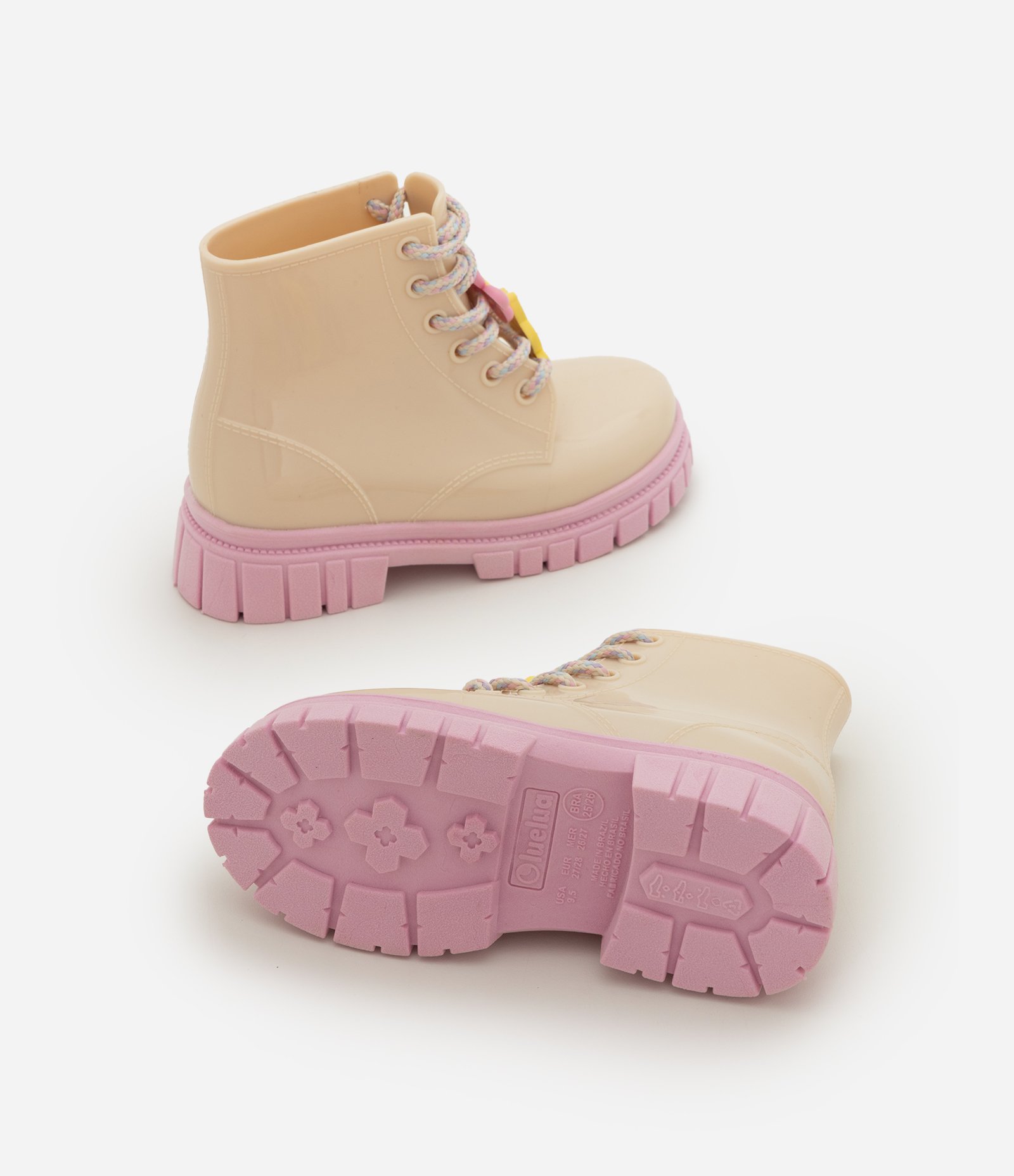Bota Infantil Coturno com Cadarço e Pins – Tam 21 ao 28 Off White 5