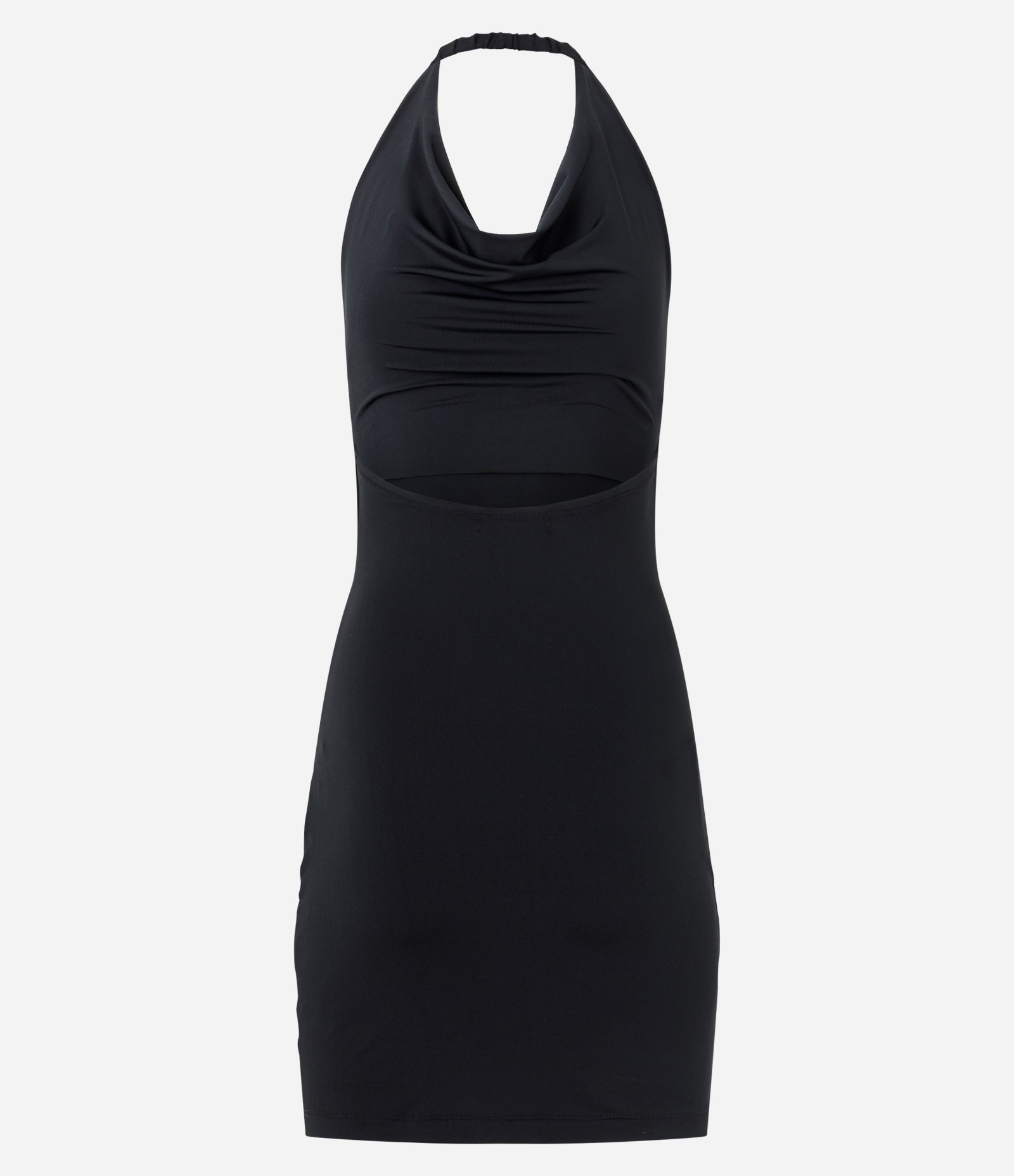 Vestido Curto em Jersey com Decote Degagê e Amarração na Cintura Preto 3