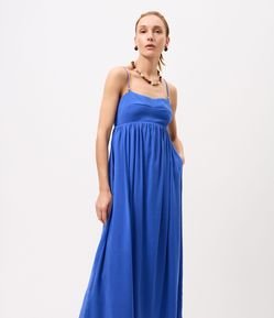 Vestido Amplo Longo com Lastex nas Costas
