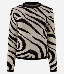 Suéter em Tricô com Estampa Animal Print