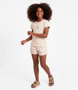 Short Infantil Em Microfibra Babado na Barra - Tam 5 a 16 Anos