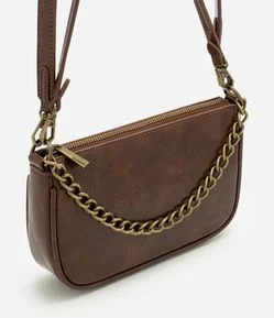Bolsa Baguete Pequena em PU com Alça Transversal Removível