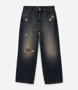 Calça Jeans Super Baggy com Rasgos