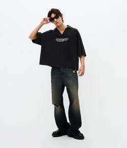 Calça Jeans Super Baggy com Rasgos