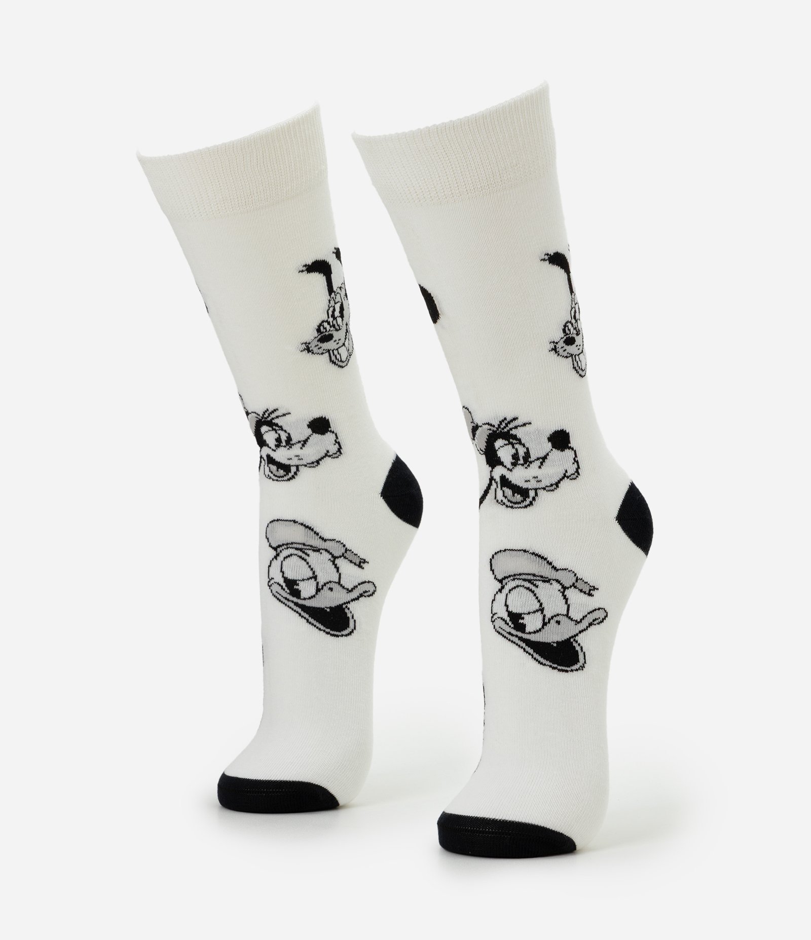 Meia Cano Longo Individual Algodão Mickey Branco 1