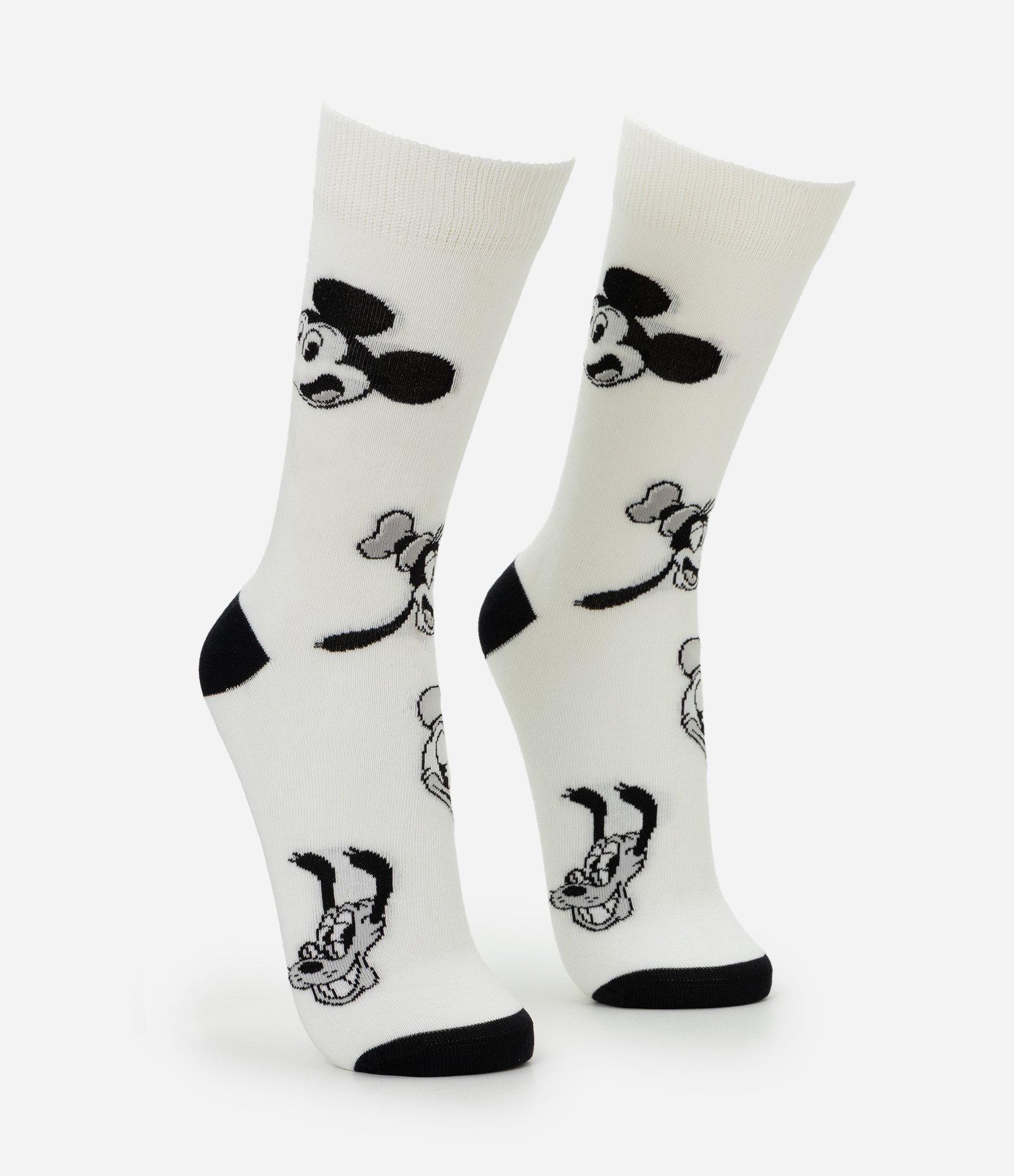 Meia Cano Longo Individual Algodão Mickey Branco 2