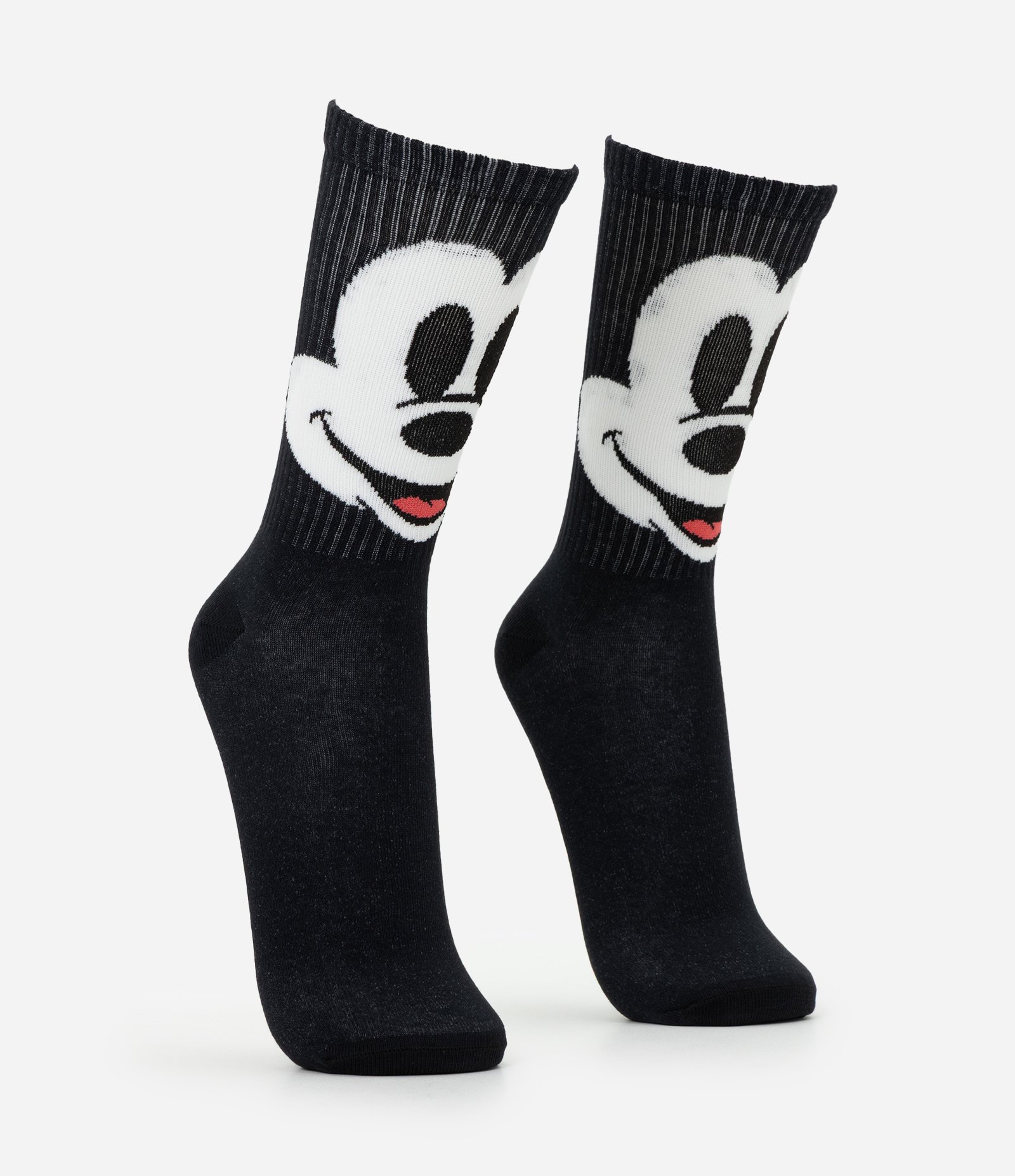 Meia Cano Longo com Personagem Mickey Preto 2