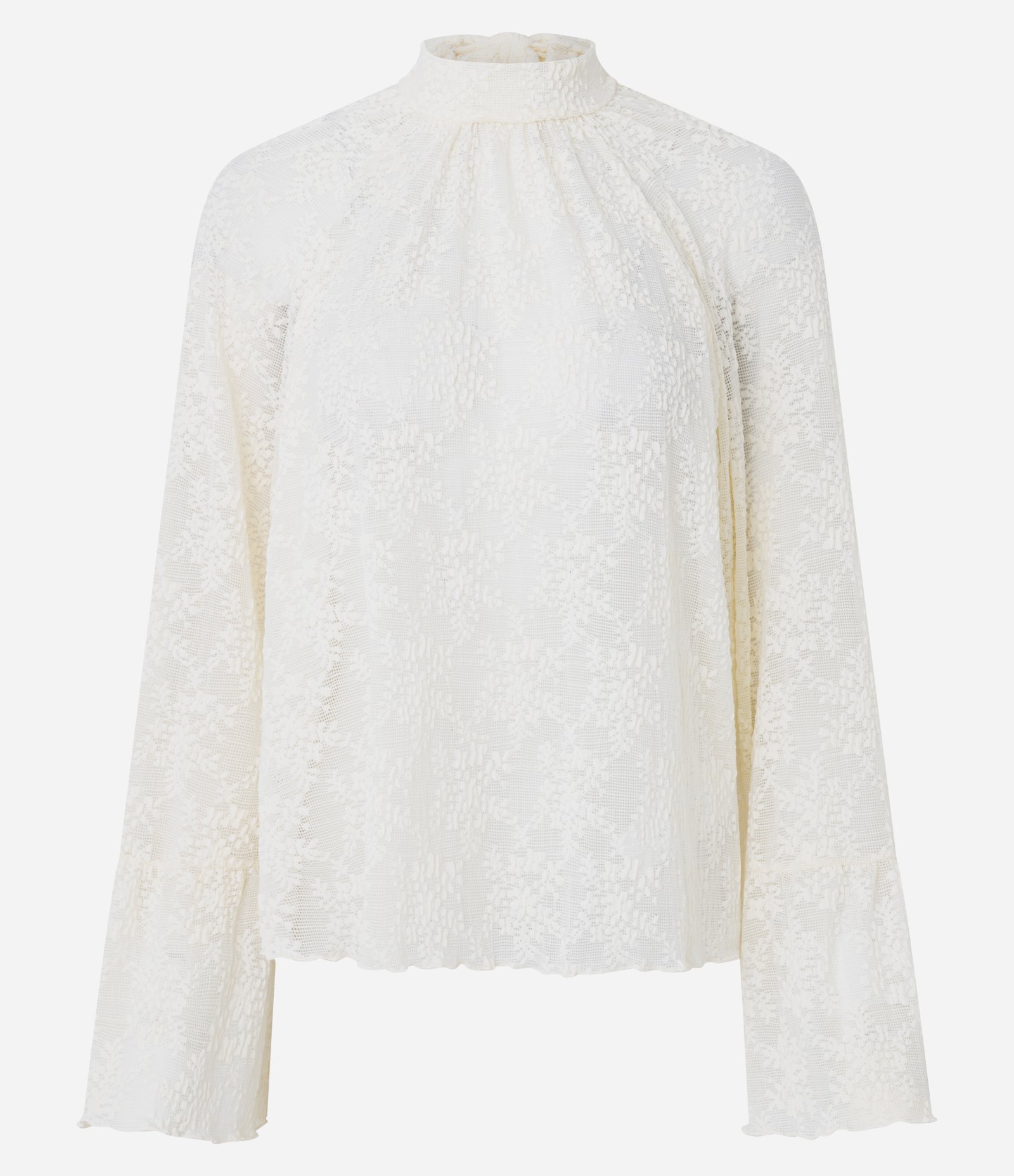 Blusa em Renda com Amarração na Gola Branco 5