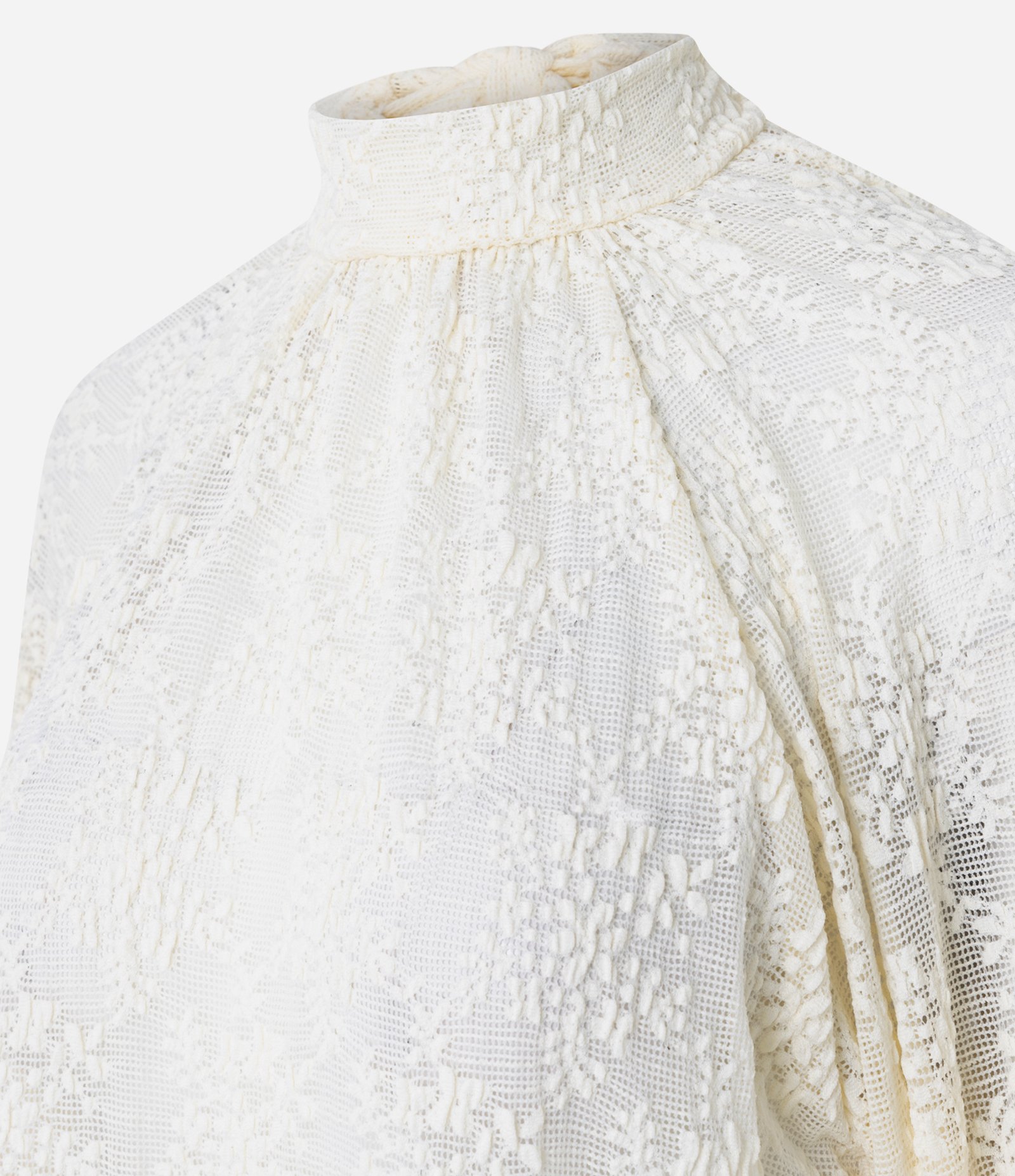 Blusa em Renda com Amarração na Gola Branco 6