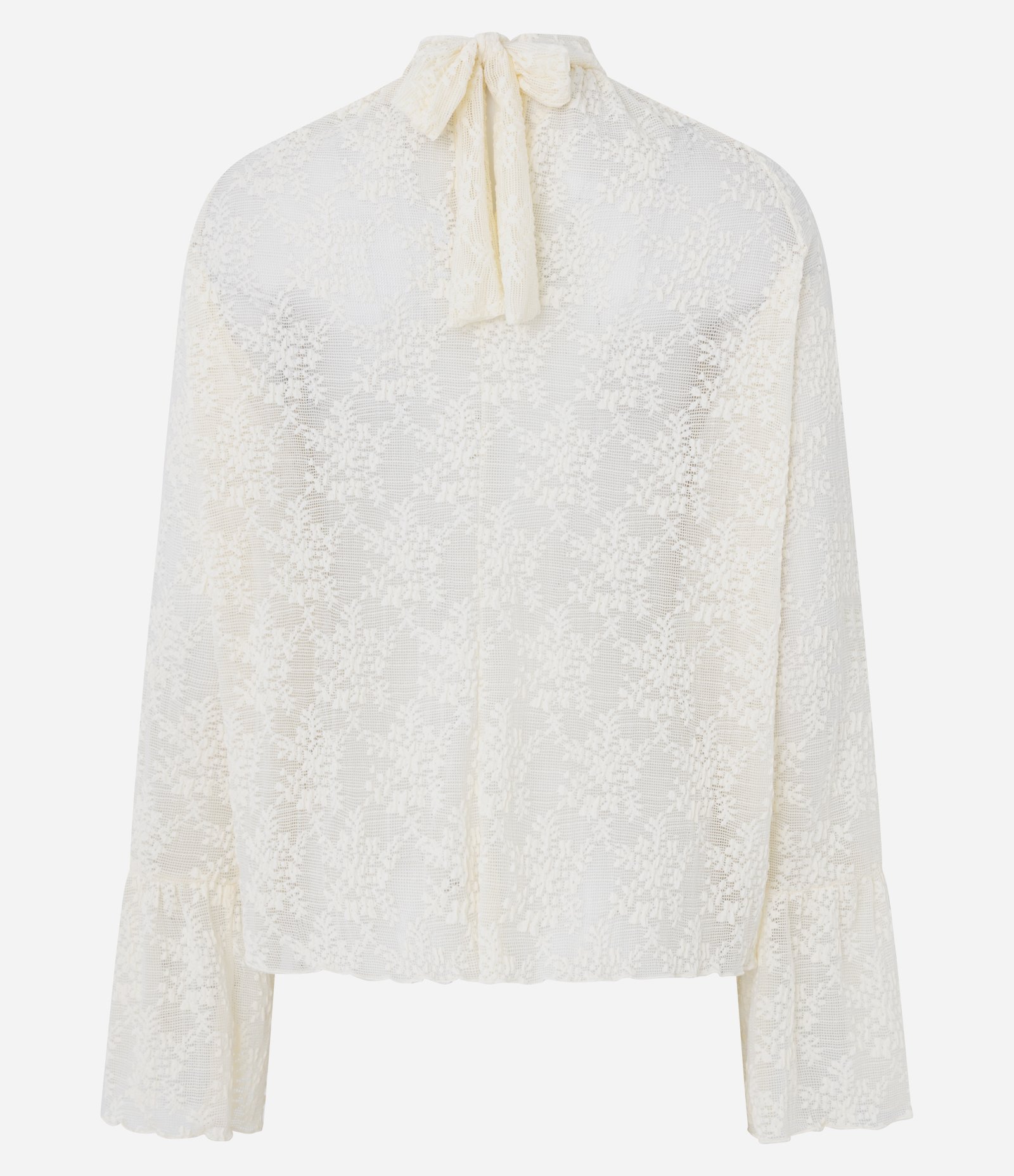 Blusa em Renda com Amarração na Gola Branco 7