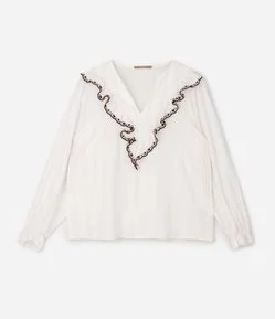 Blusa Bata Listrada com Brilho Curve & Plus Size