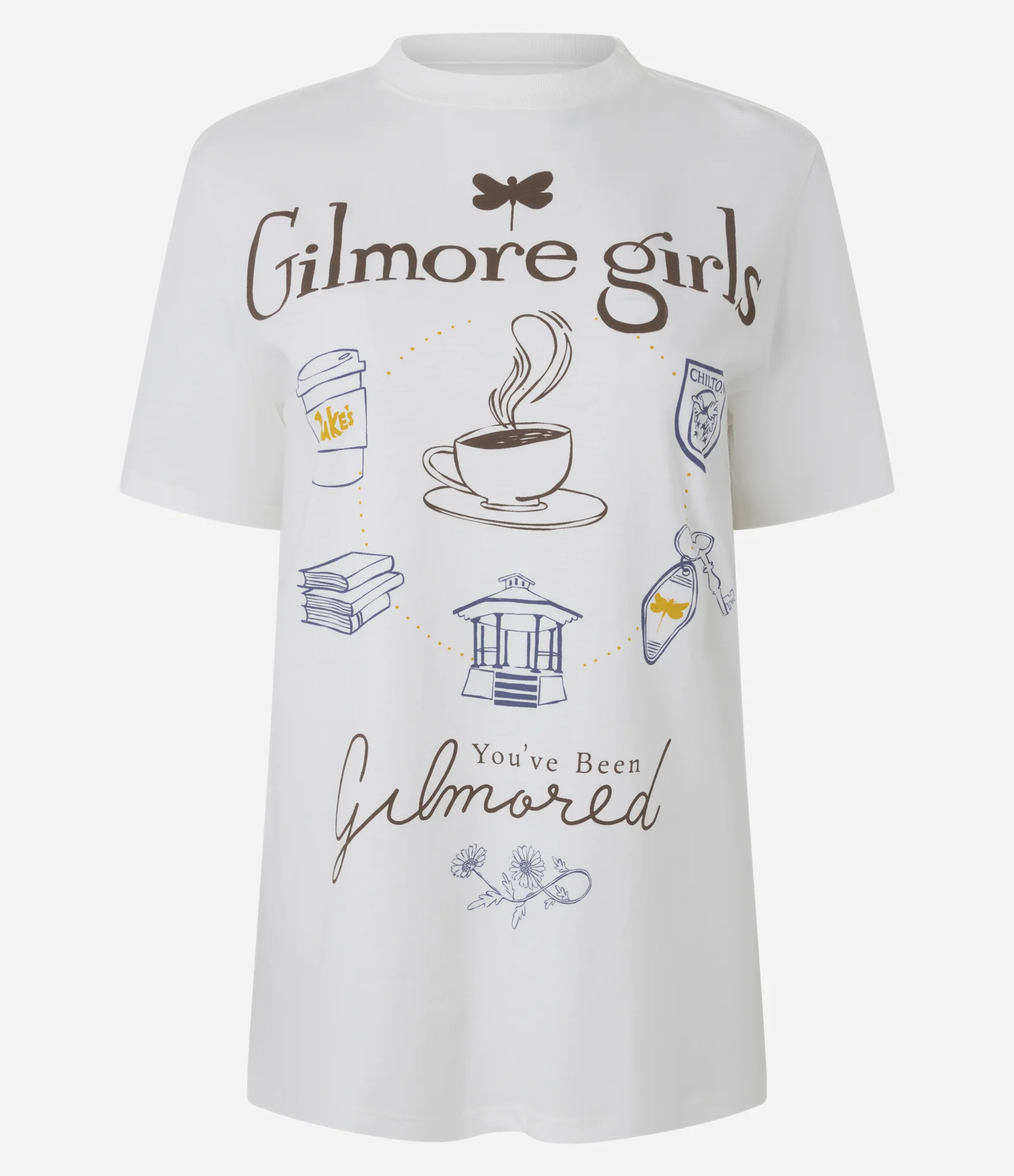 Camiseta com Estampa de Ícones Gilmore Girls Branco 1
