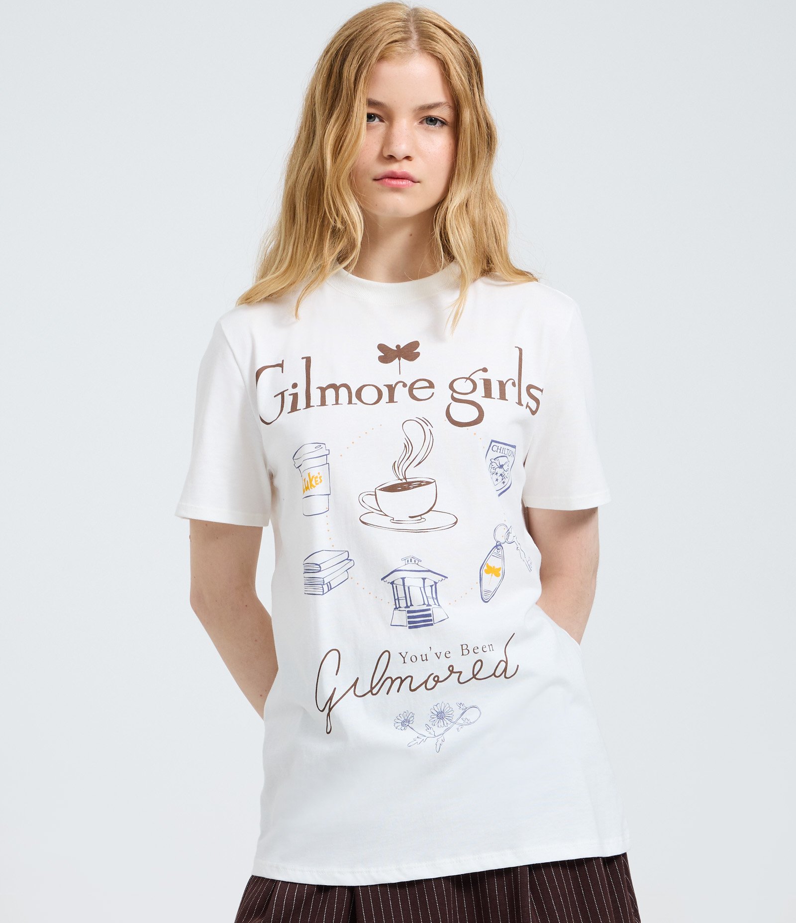 Camiseta com Estampa de Ícones Gilmore Girls Branco 3