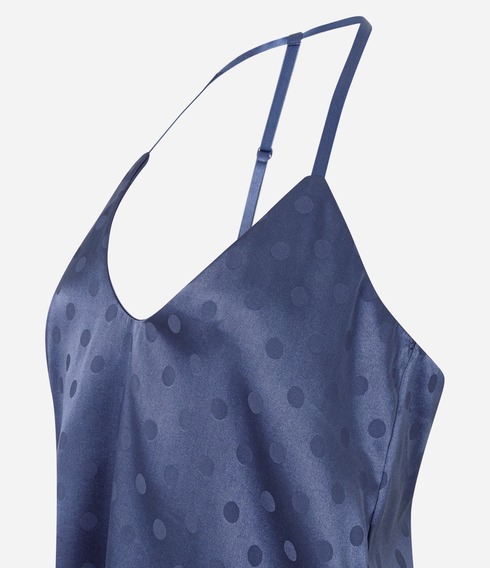 Pijama Longo em Cetim com Estampa Poá Azul 6