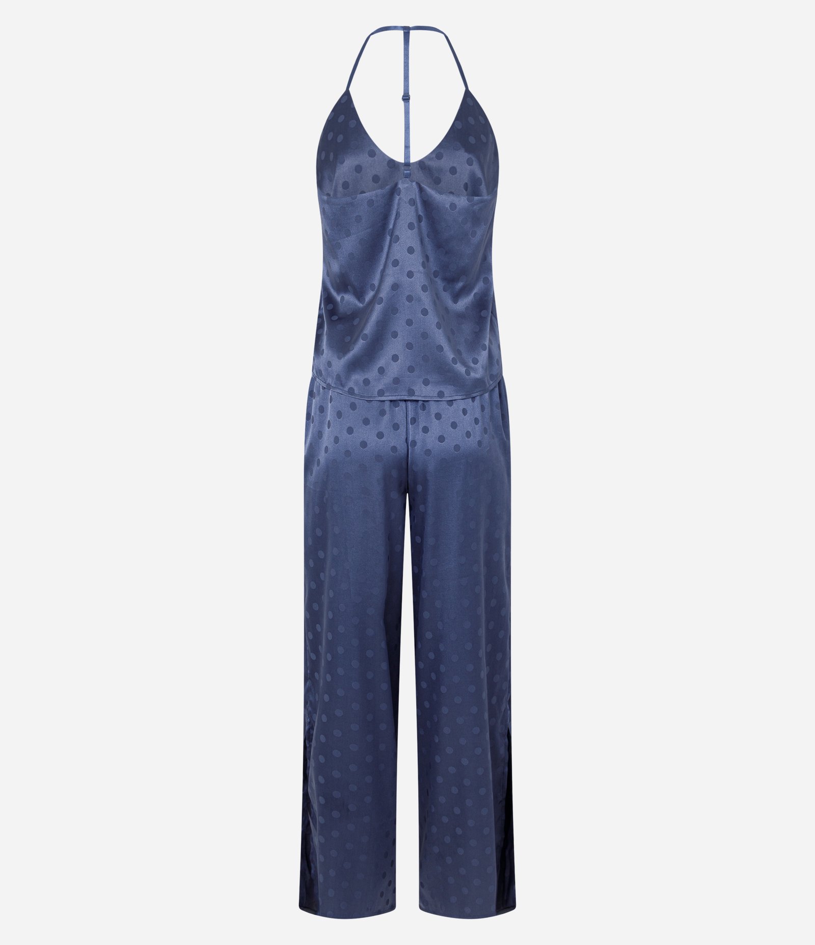 Pijama Longo em Cetim com Estampa Poá Azul 7
