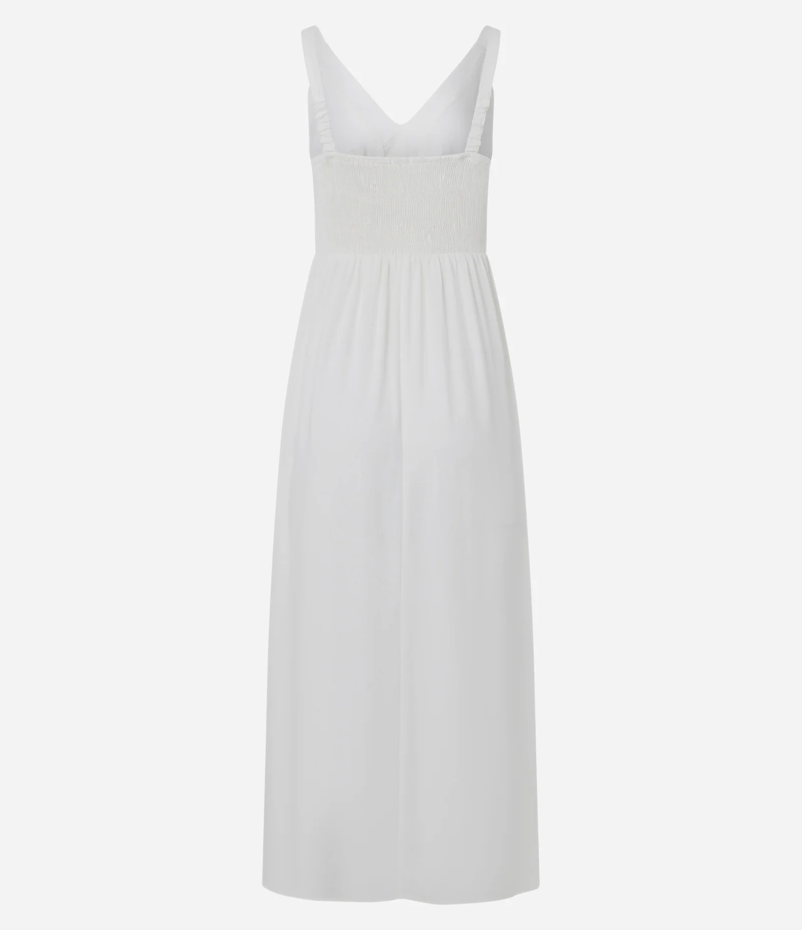 Vestido Longo Fluido em Viscolinho com Lastex nas Costas Branco 2