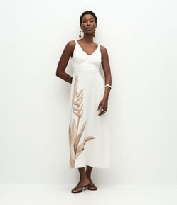 Vestido Longo Fluido em Viscolinho com Lastex nas Costas