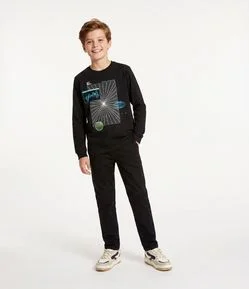 Camiseta Infantil com Estampa Over Gamer Grid em Relevo – Tam 5 a 14 Anos