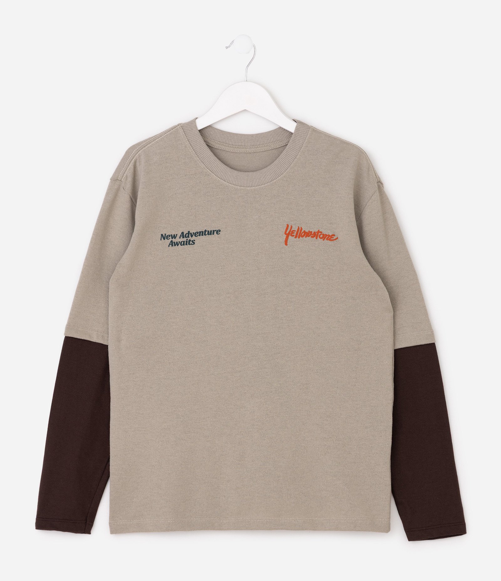 Camiseta Infantil com Estampa Montanha Patagonia – Tam 5 a 14 Anos Bege/Marrom 1