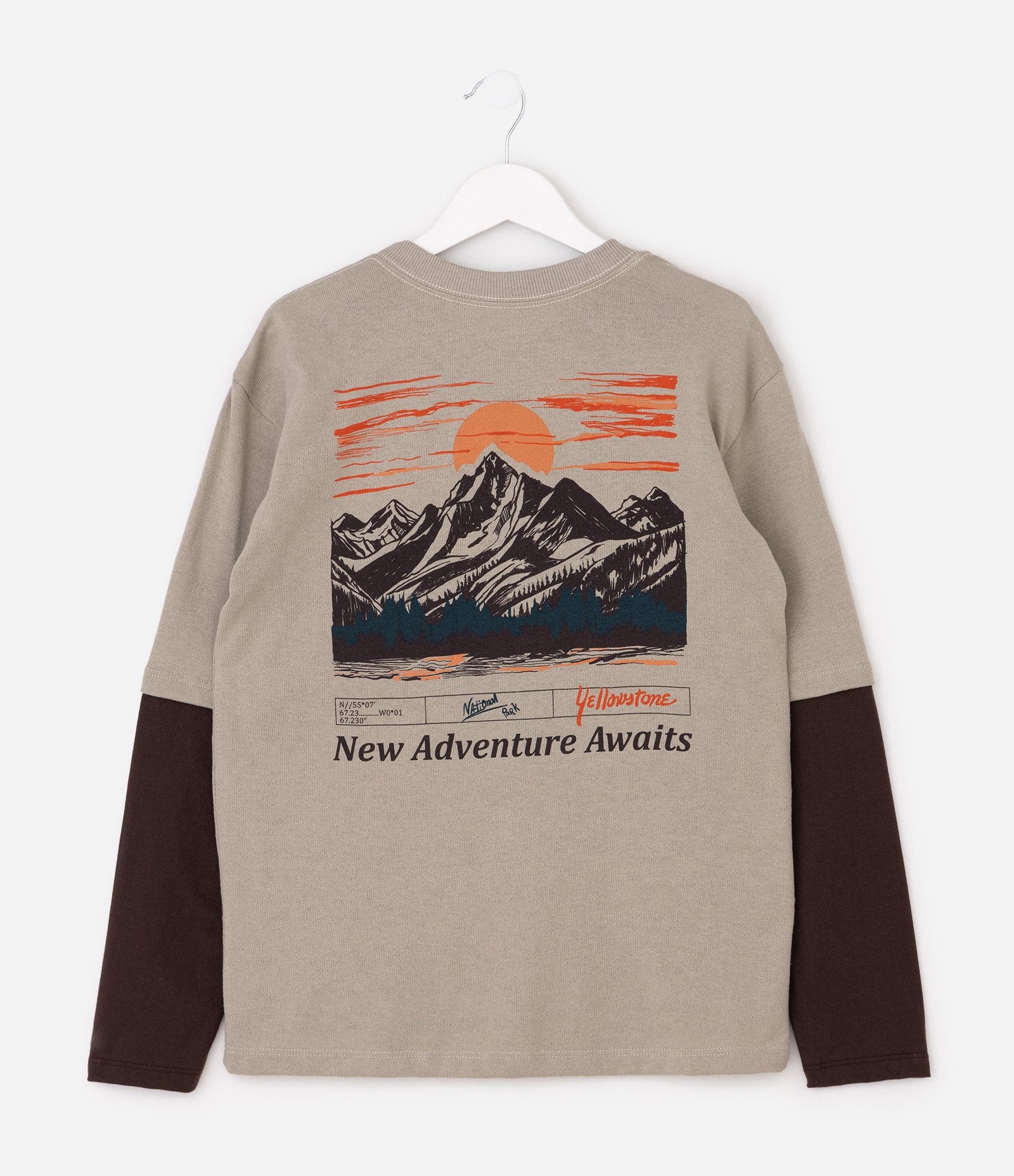 Camiseta Infantil com Estampa Montanha Patagonia – Tam 5 a 14 Anos Bege/Marrom 2