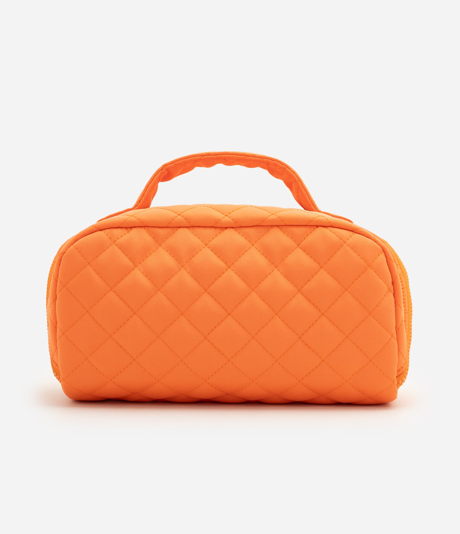 Necessaire Baú em Poliamida com Matelassê e Alça de Mão Laranja 3