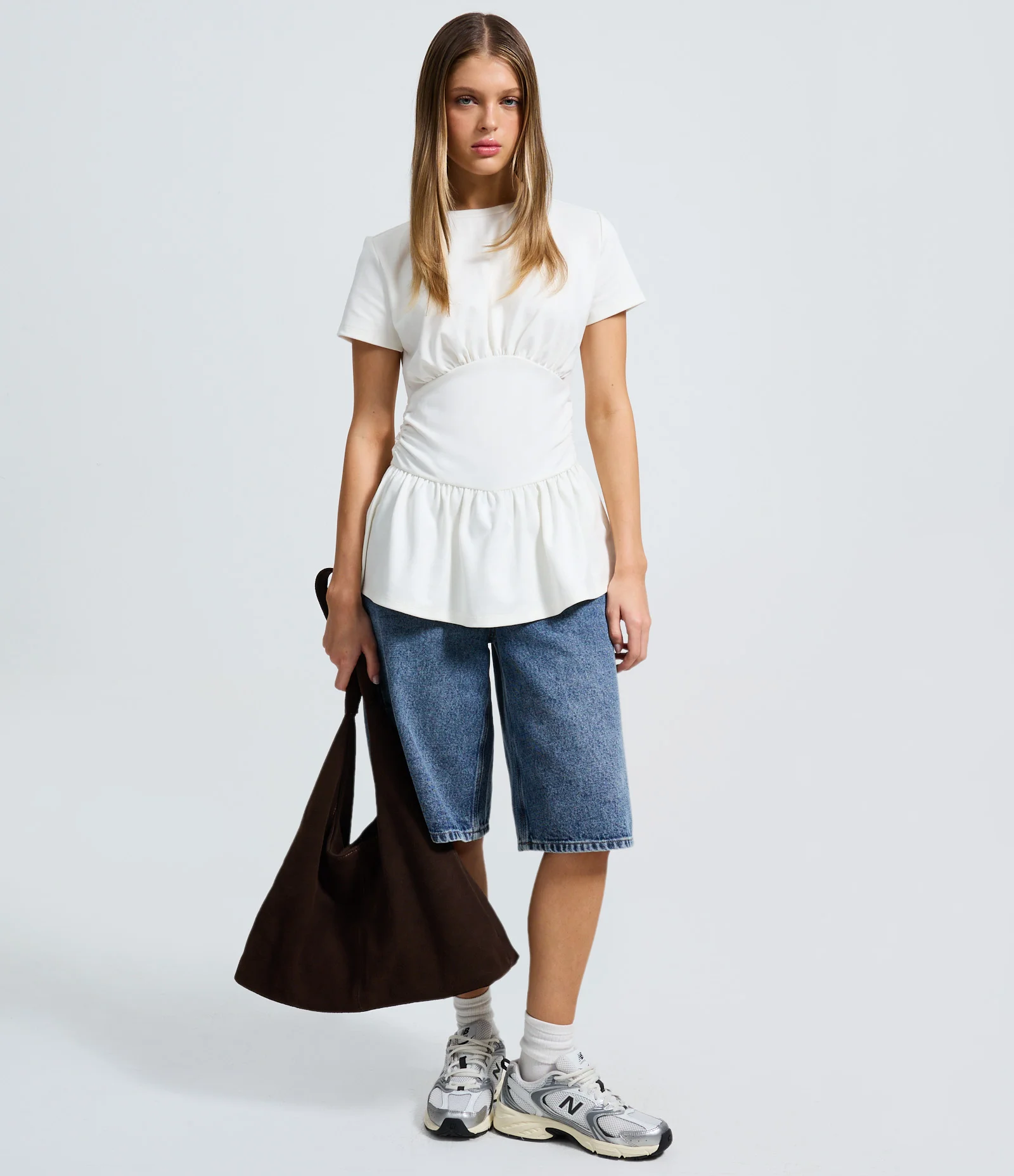 Blusa em Ponto Roma com Recorte Corsetado Branco 2