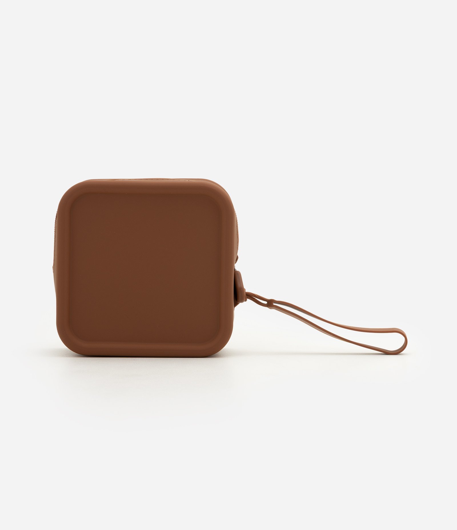 Necessaire Quadrada em Silicone com Alça Marrom 3