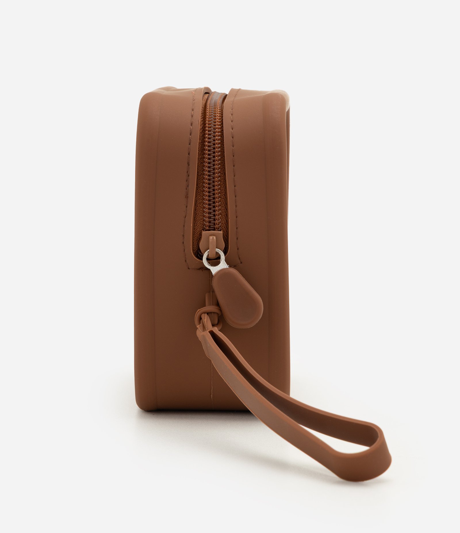 Necessaire Quadrada em Silicone com Alça Marrom 4