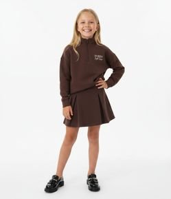 Jaqueta Infantil em Modal com Gola Alta e Zíper com Lettering Bordado - Tam 7 a 16 Anos