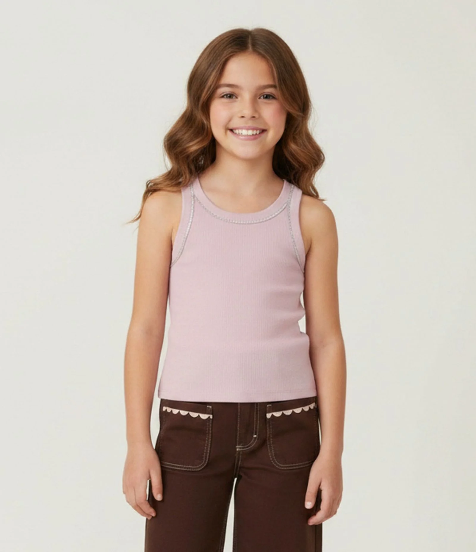 Regata Infantil com Cava Americana – Tam 5 a 16 Anos Rosa Claro 1