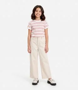 Camiseta Infantil em Poliamida com Estampa Listrada - Tam 5 A 14 Anos