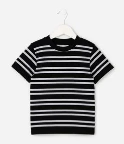 Camiseta Infantil em Poliamida com Estampa Listrada - Tam 5 A 14 Anos