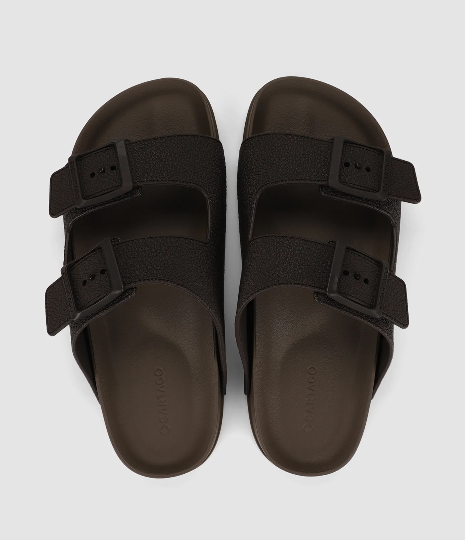 Chinelo Slide Liso com Fivelas Ajustáveis Marrom 3