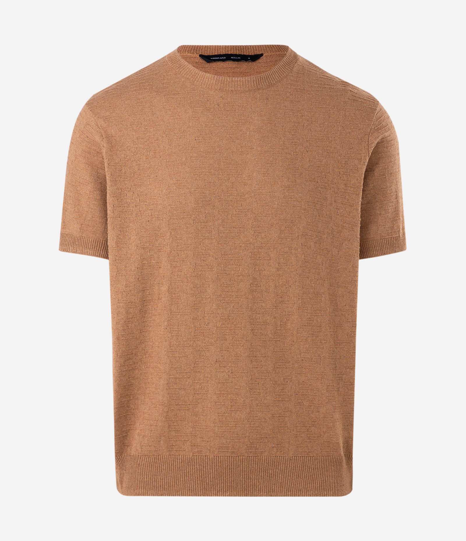 Camiseta Tricô Micronervura Manga Curta Marrom 1
