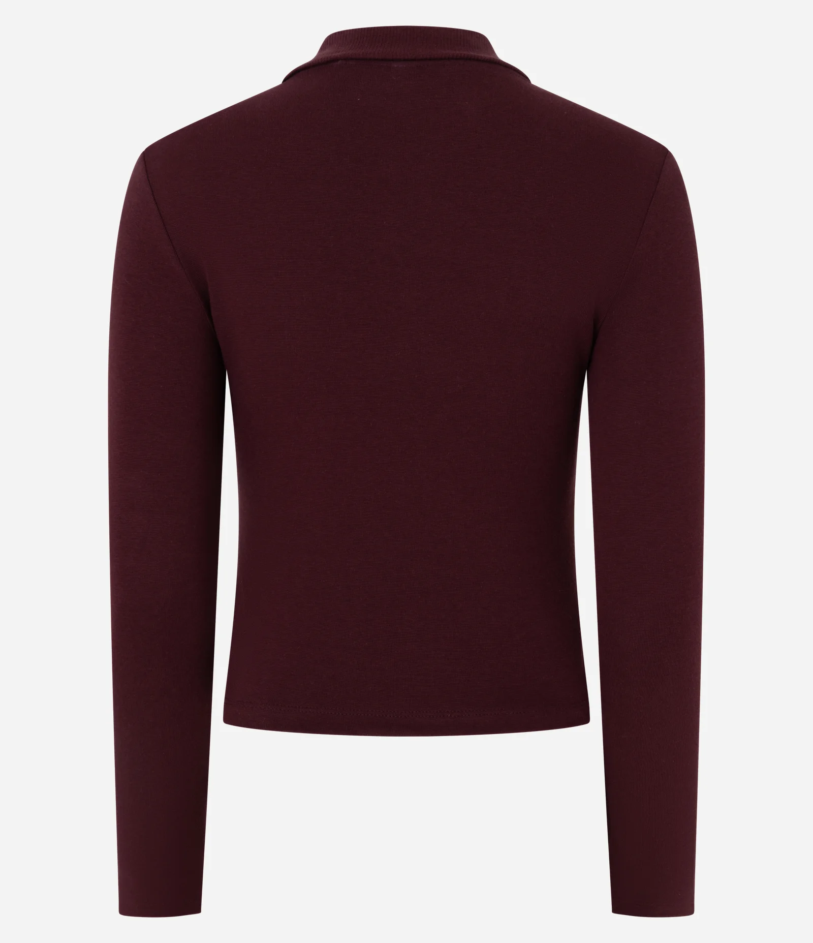 Blusa Polo em Ribana de Algodão com Mangas Longas Bordô 2