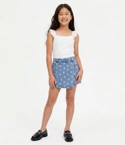 Blusa Slim Infantil em Ribana com Babados em Broderie – Tam 5 a 16 Anos
