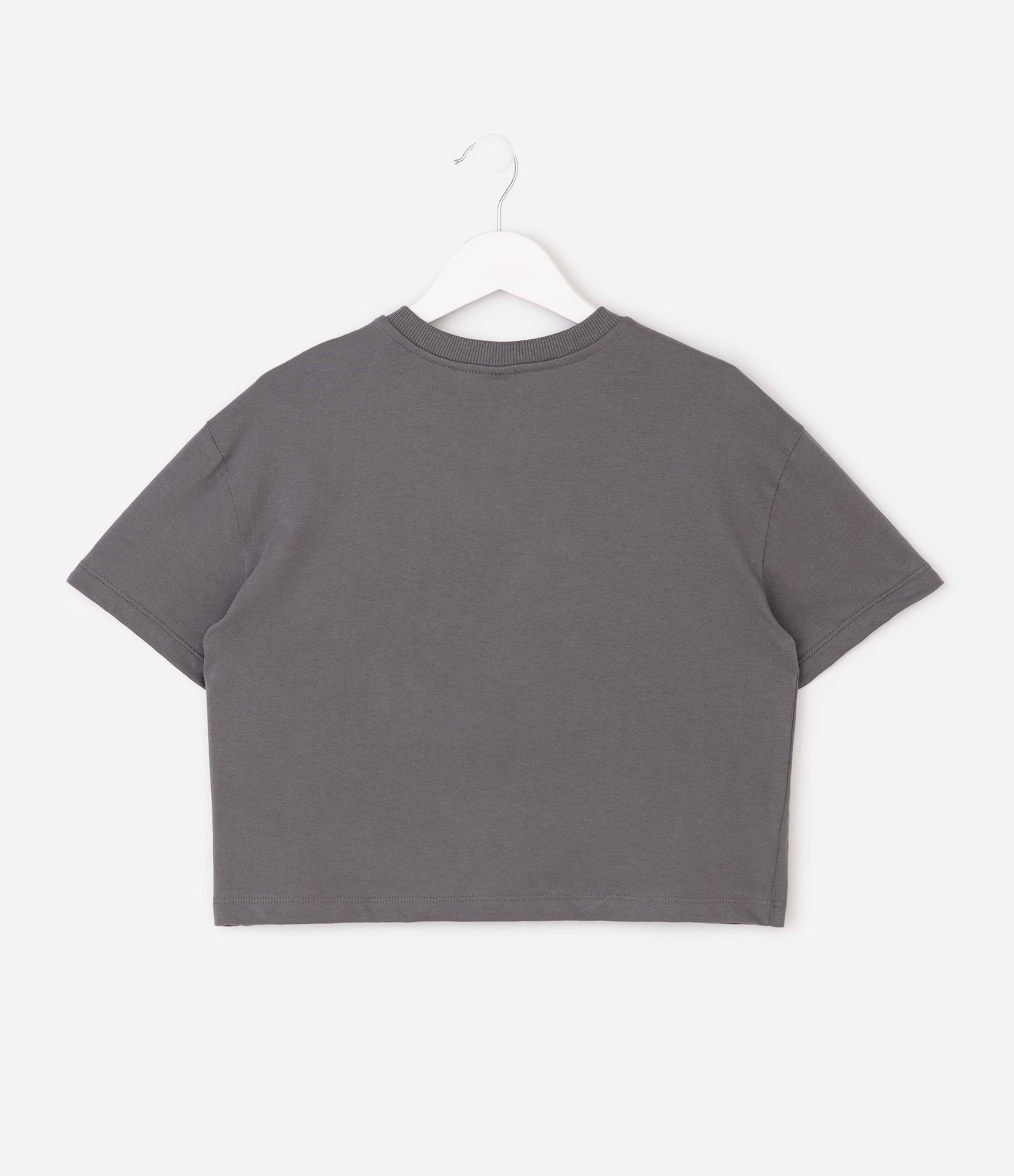 Camiseta Boxy Infantil com Estampa Cereja – Tam 5 a 16 Anos Cinza 3