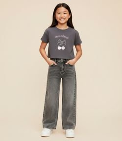 Camiseta Boxy Infantil com Estampa Cereja – Tam 5 a 16 Anos