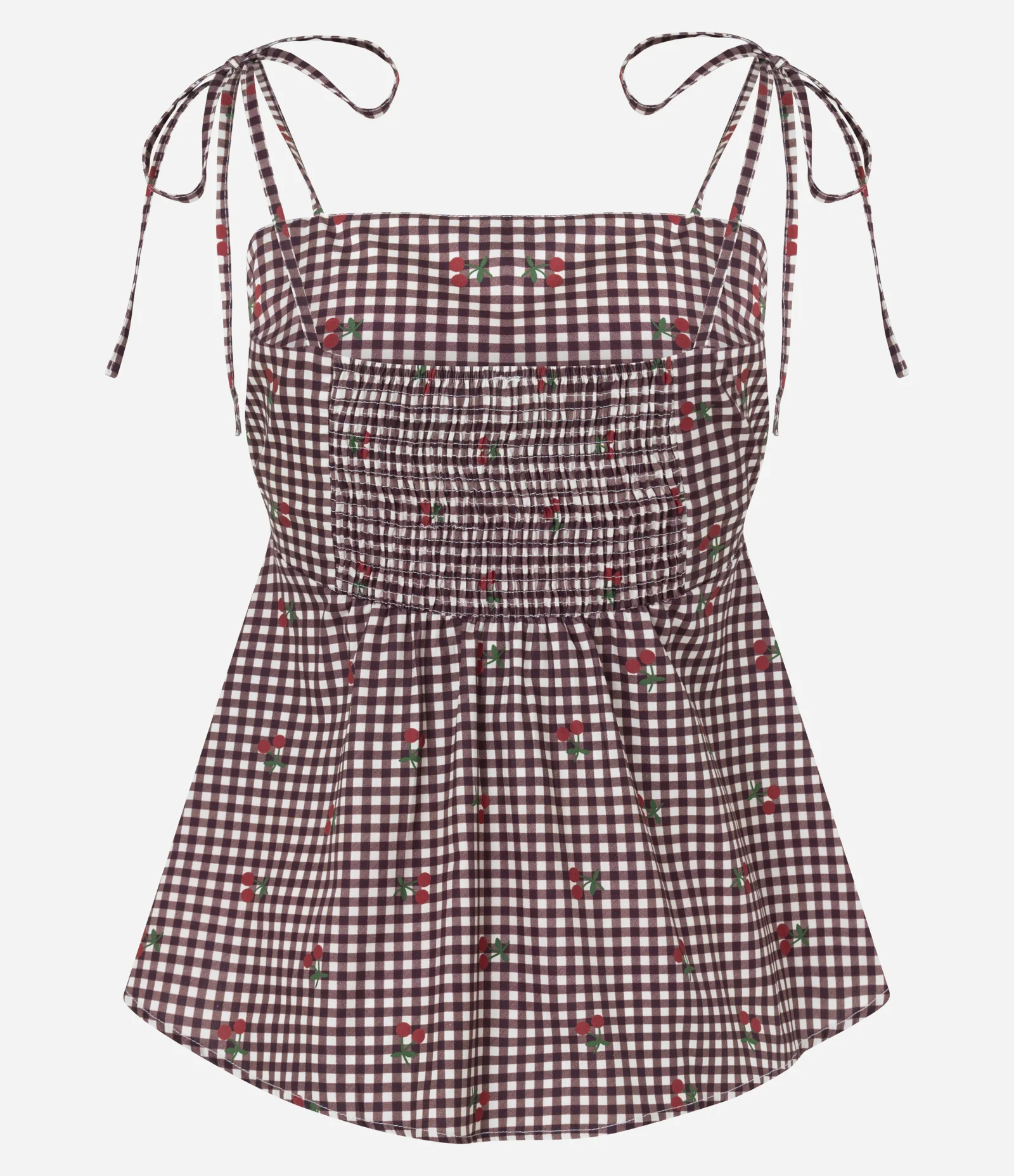 Blusa Xadrez de Alcinha com Estampa Cereja Vermelho 2