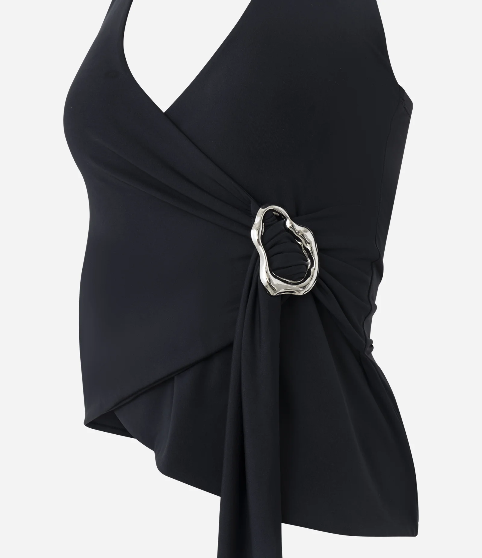 Blusa Frente Única com Faixa Lateral e Aviamento Metálico Preto 6