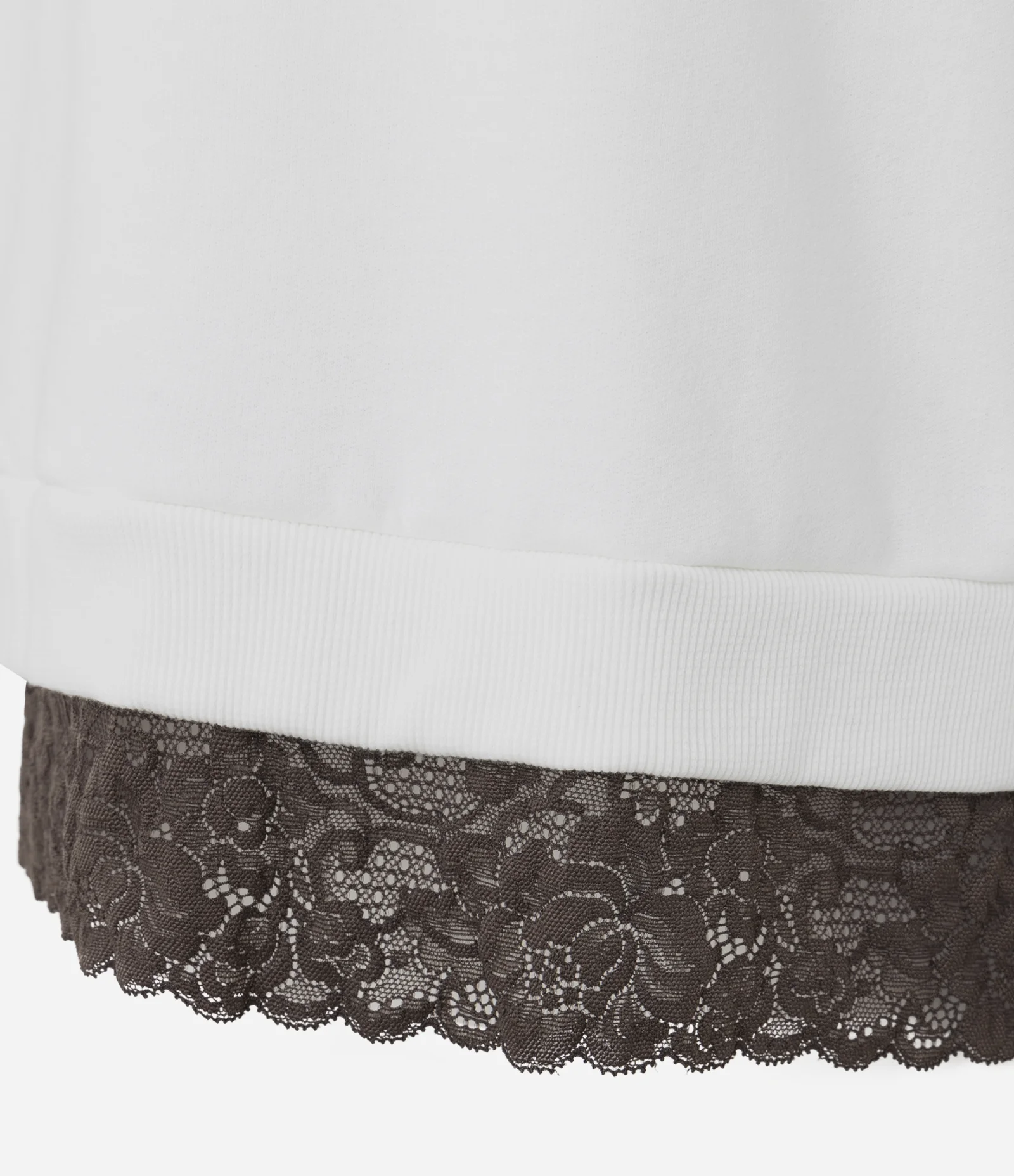 Blusa Manga Longa em Moletom com Renda na Barra Branco 2