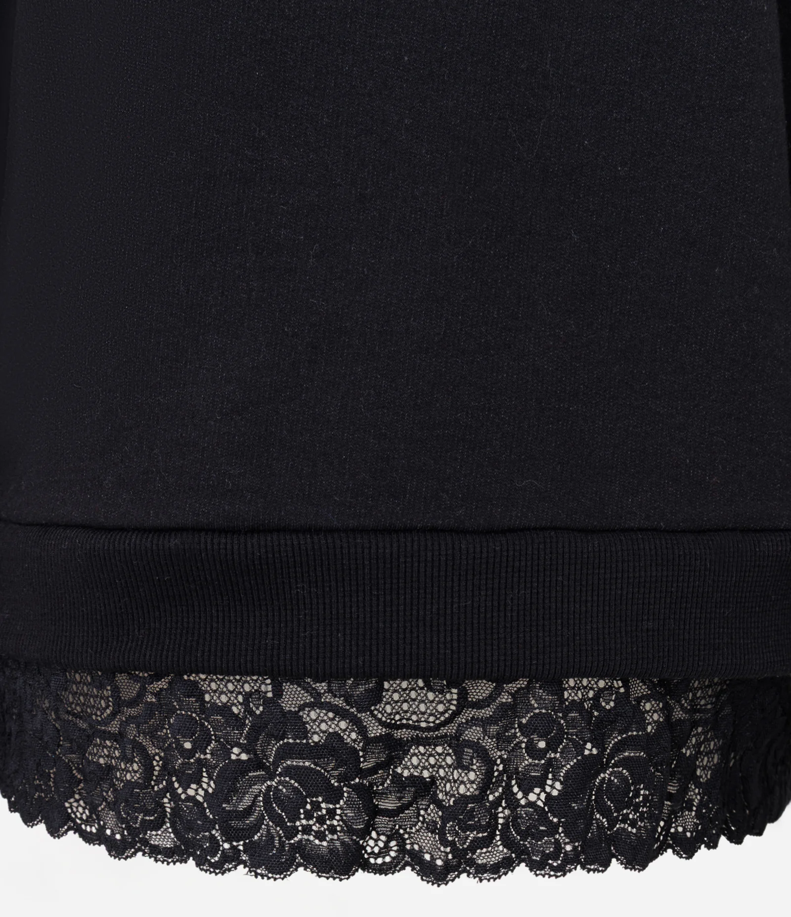 Blusa Manga Longa em Moletom com Renda na Barra Preto 2