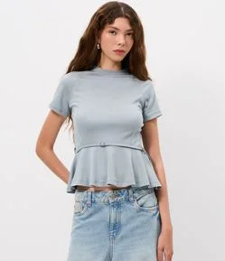 Blusa Peplum em Ponto Roma com Detalhe de Cinto