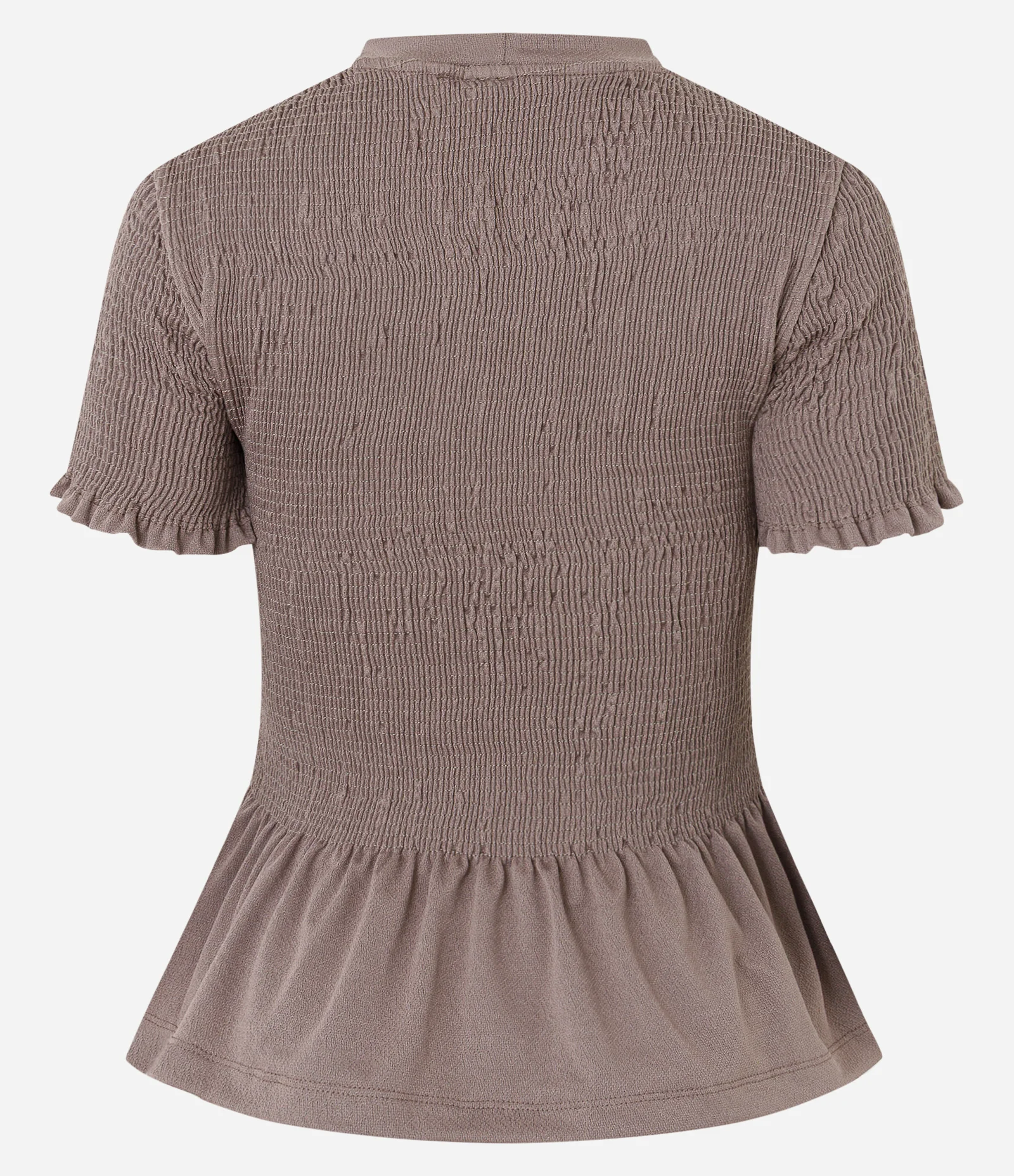 Blusa em Crepe Texturizado com Franzidos Bege Escuro 3