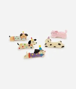 Kit 05 Presilhas Infantil com Formato Cachorros e Gatos – Tam U
