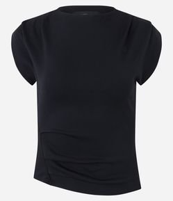 Blusa em Ponto Roma com Pregas no Ombro e Cintura