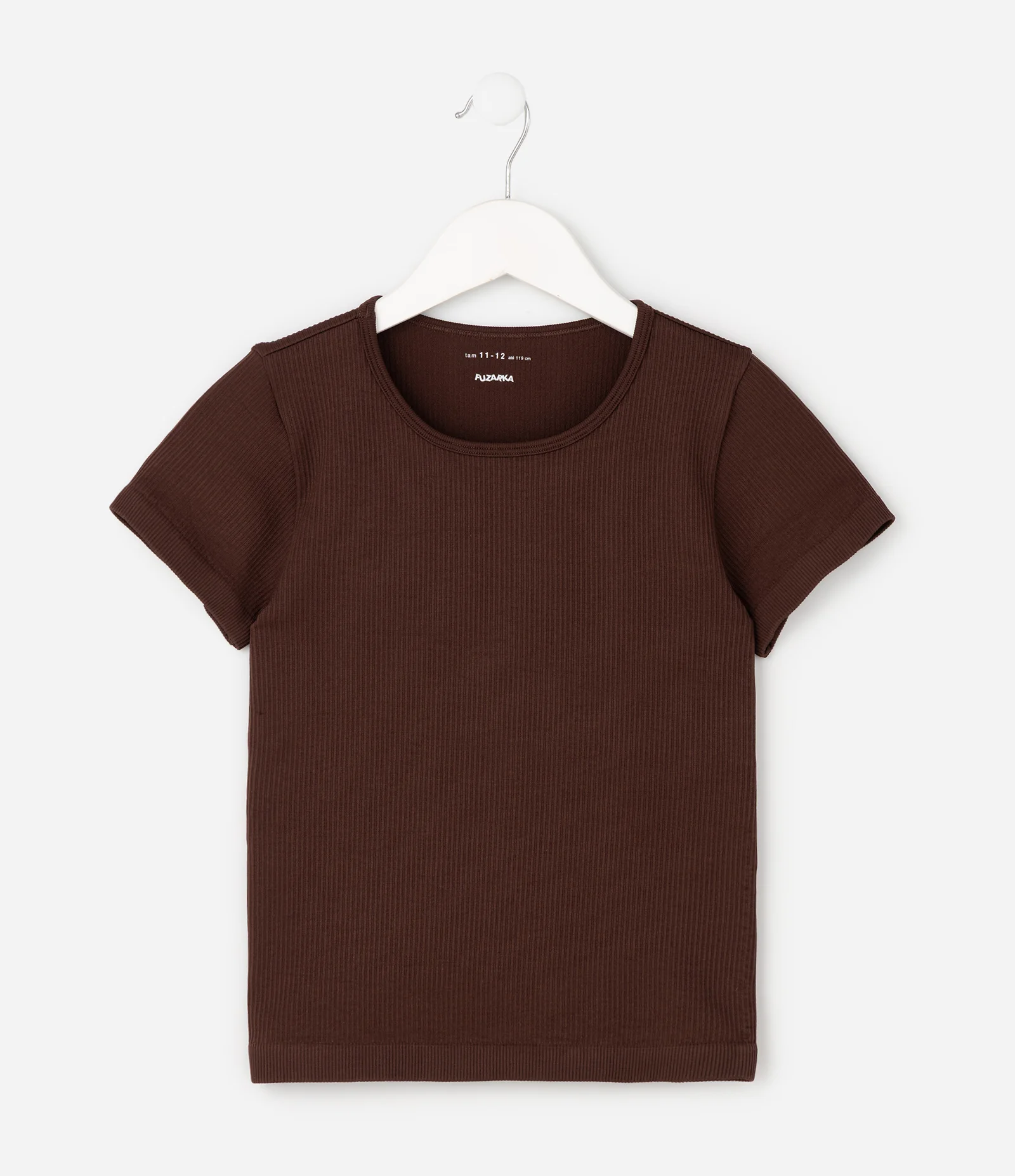 Camiseta Infantil em Poliamida Canelada - Tam 5 a14 Anos Marrom 2