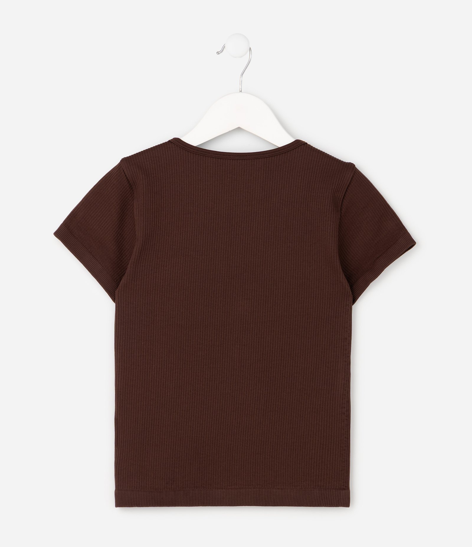 Camiseta Infantil em Poliamida Canelada - Tam 5 a14 Anos Marrom 3