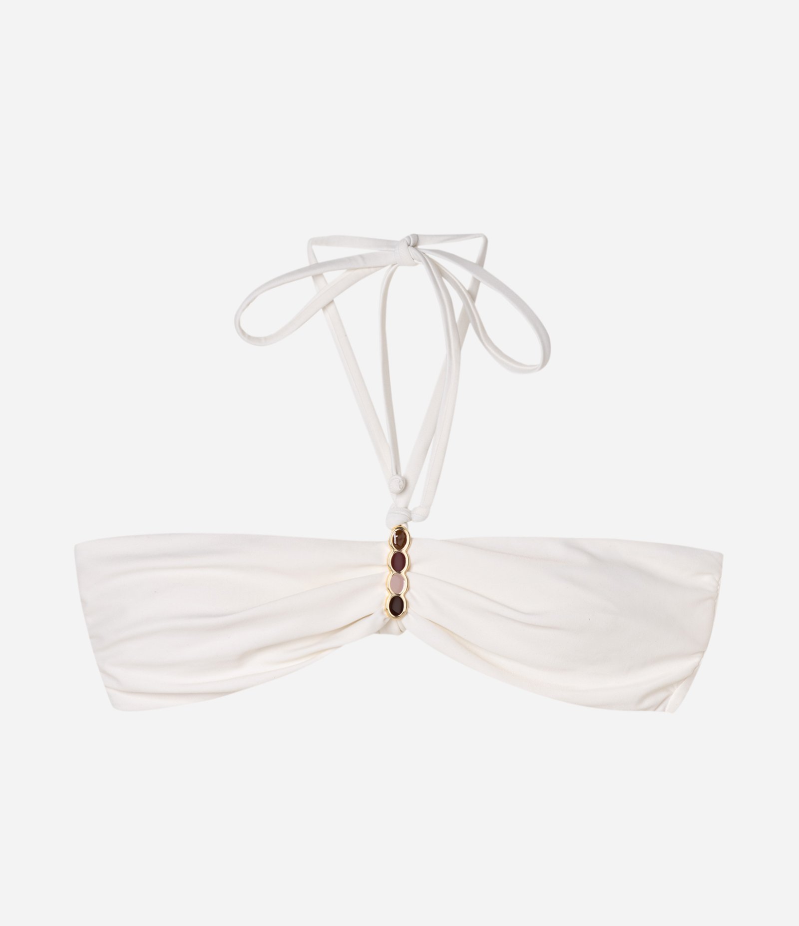 Biquíni Top Bandeau em Microfibra com Aviamento Branco 1
